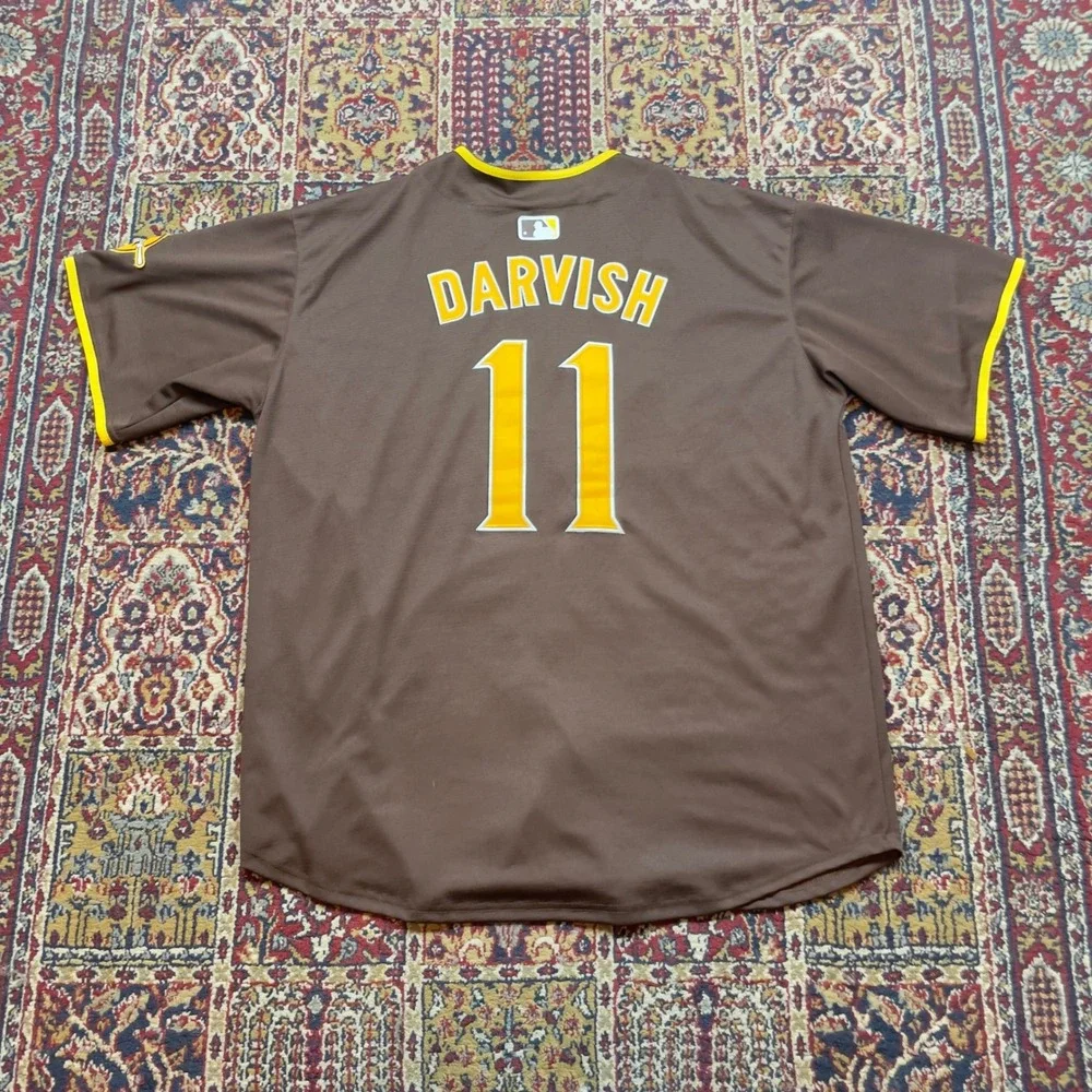 00s San Diego Padres Yu Darvish Nike Baseball Jersey Brown Yellow‎ Stitched XXXL